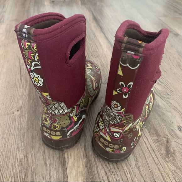 BOGS Rubber boots Paisley Print w/ Burgundy Fabric Upper women’s 7 Neoprene - Picture 4 of 9